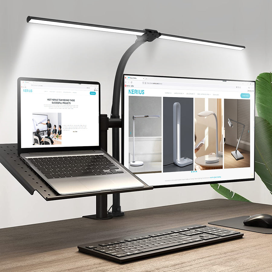 💡🔥 Double Head LED Desk Lamp with Remote Control | 24W Ultra Bright⚡Clamp & Gooseneck🌟【Pro Study/Gaming Mode】Dimmable Office Lighting - Adjustable Black Table Lamp for Home Office 💡🔥 Double Head LED Desk Lamp with Remote Control | 24W Ultra Bright⚡Clamp & Gooseneck🌟【Pro Study/Gaming Mode】Dimmable Office Lighting - Adjustable Black Table Lamp for Home Office